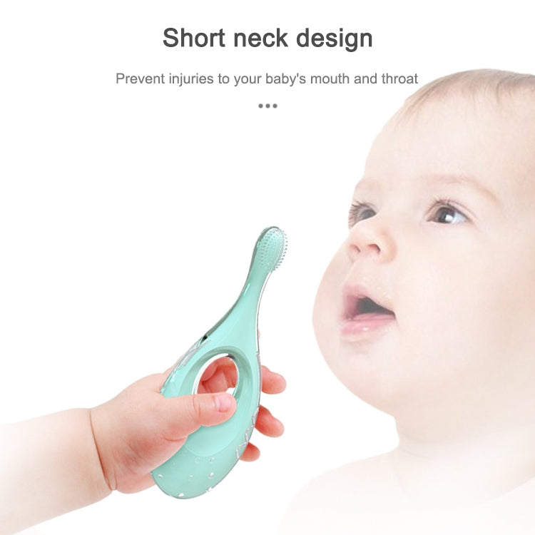 2-in-1 Baby Silicone Toothbrush Creative Baby Soft Hair Short Handle Short Neck Protector(Blue) - Baby Care by buy2fix | Online Shopping UK | buy2fix