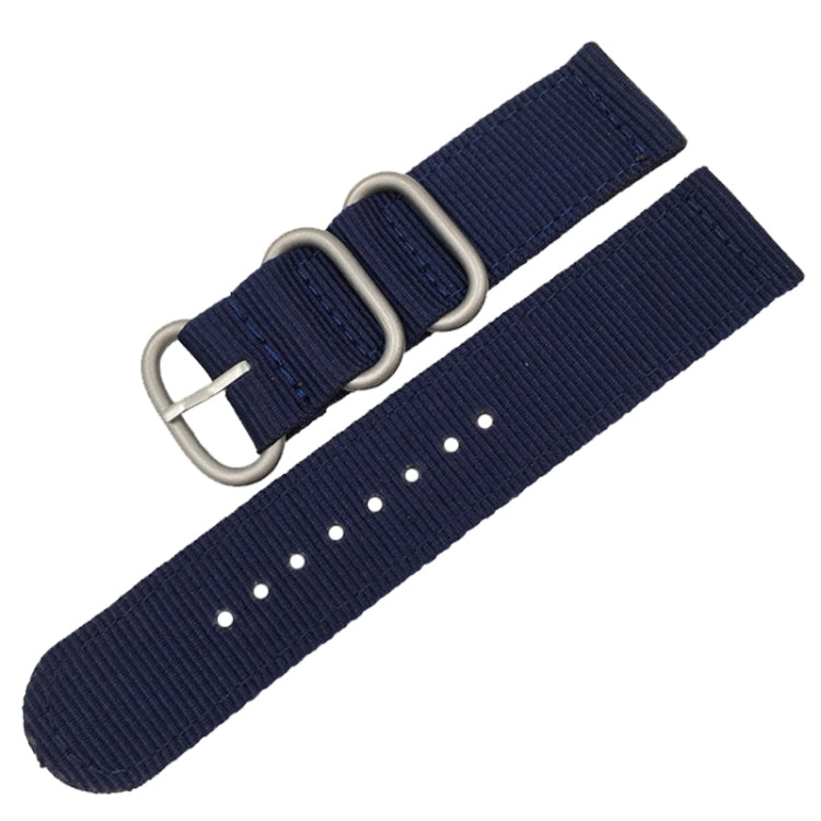 Washable Nylon Canvas Watchband, Band Width:22mm(Dark Blue with Silver Ring Buckle) - Watch Accessories & Parts by buy2fix | Online Shopping UK | buy2fix