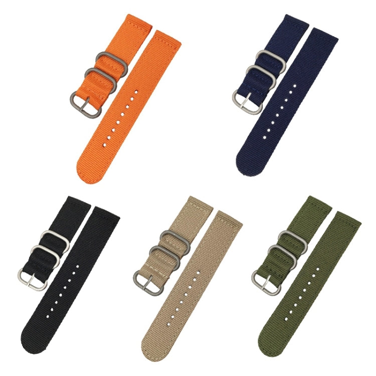 Washable Nylon Canvas Watchband, Band Width:22mm(Dark Blue with Silver Ring Buckle) - Watch Accessories & Parts by buy2fix | Online Shopping UK | buy2fix