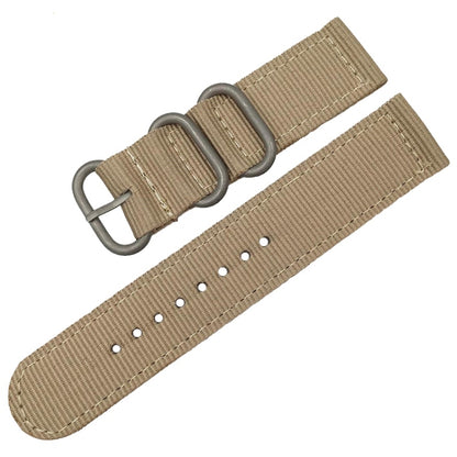 Washable Nylon Canvas Watchband, Band Width:22mm(Khaki with Silver Ring Buckle) - Watch Accessories & Parts by buy2fix | Online Shopping UK | buy2fix