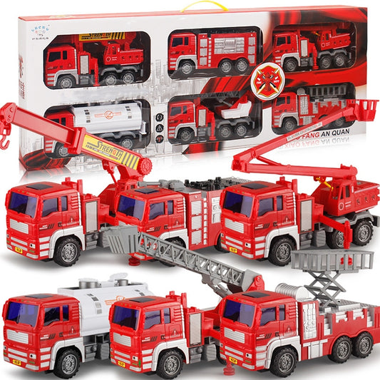 6 in 1 Large Children Toy Car Set Inertial Driving Force Trucks Toy(Fire Engines) - Model Toys by buy2fix | Online Shopping UK | buy2fix