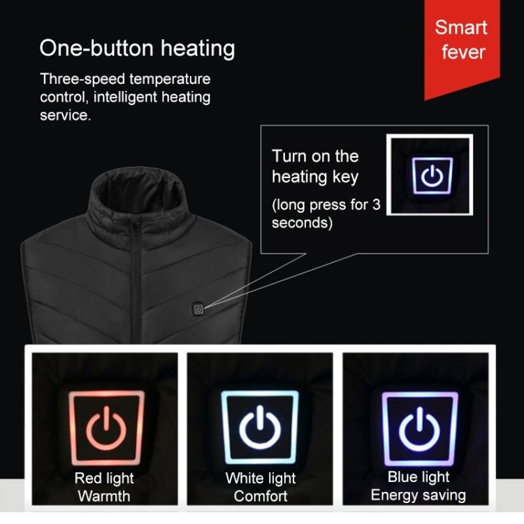 USB Security Smart Constant Temperature Fever Men Stand Collar Cotton Vest (Color:Blue Size:XL) - Down Jackets by buy2fix | Online Shopping UK | buy2fix