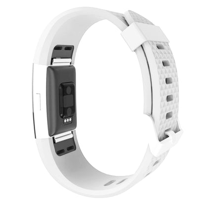 For Fitbit Charger 2 Bracelet Watch Diamond Texture TPU Watch Band, Full Length: 23cm(White) - Watch Bands by buy2fix | Online Shopping UK | buy2fix