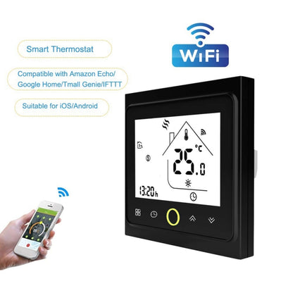 BHT-002GBLW 16A Load Electronic Heating Type LCD Digital Heating Room Thermostat with Sensor & Time Display, WiFi Control(Black) - Indoor Thermometer by buy2fix | Online Shopping UK | buy2fix