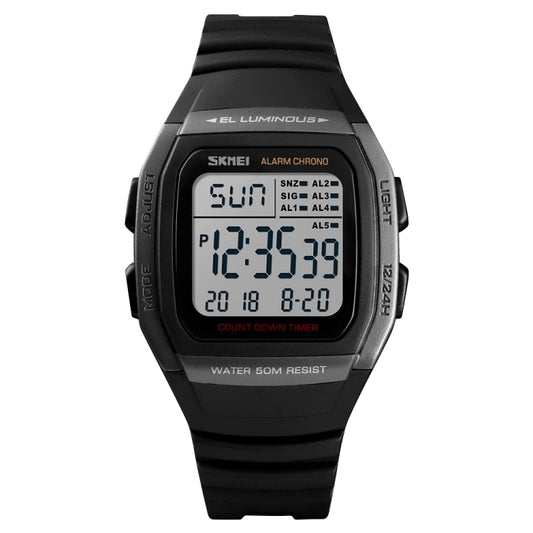 SKMEI 1278 Fashionable Outdoor 50m Waterproof Digital Watch Student Sports Wrist Watch Support 5 Group Alarm Clocks (Titanium) - Sport Watches by SKMEI | Online Shopping UK | buy2fix