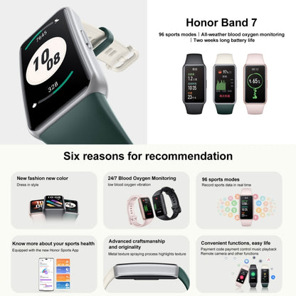 Honor Band 7 NFC, 1.47 inch AMOLED Screen, Support Heart Rate / Blood Oxygen / Sleep Monitoring(Black) - Wearable Devices by Huawei | Online Shopping UK | buy2fix