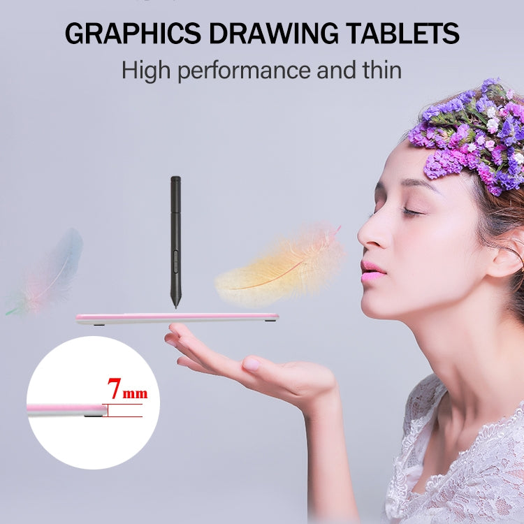 10Moons T503 Drawing Tablet Can Be Connected to mobile Phone Tablet with 8192 Passive Pen(Pink) -  by 10Moons | Online Shopping UK | buy2fix