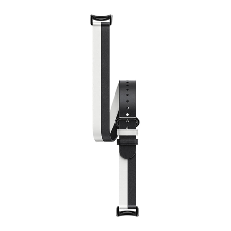 Original For Xiaomi Mi Band 8 Genuine Leather Double Loop Watch Band(Black White) - Watch Bands by Xiaomi | Online Shopping UK | buy2fix