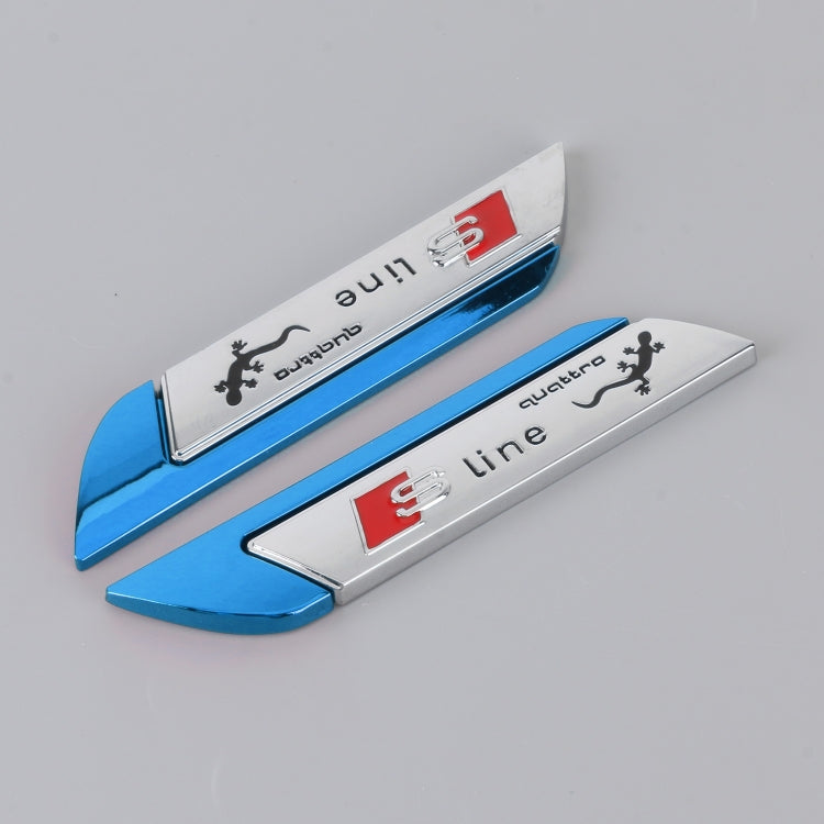 1 Pair Car S Line Personalized Aluminum Alloy Decorative Stickers, Size: 11.5 x 2.5 x 0.5cm (Blue) - 3D Metal Sticker by buy2fix | Online Shopping UK | buy2fix