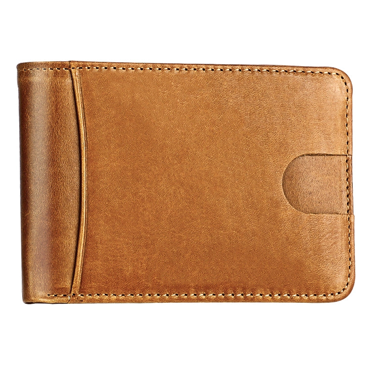 KB186 Antimagnetic RFID Mini Crazy Horse Texture Leather Billfold Card Wallet for Men and Women(Yellowish-brown) - Antimagnetic RFID Package by buy2fix | Online Shopping UK | buy2fix