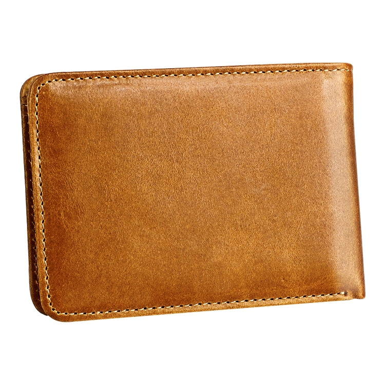 KB186 Antimagnetic RFID Mini Crazy Horse Texture Leather Billfold Card Wallet for Men and Women(Yellowish-brown) - Antimagnetic RFID Package by buy2fix | Online Shopping UK | buy2fix