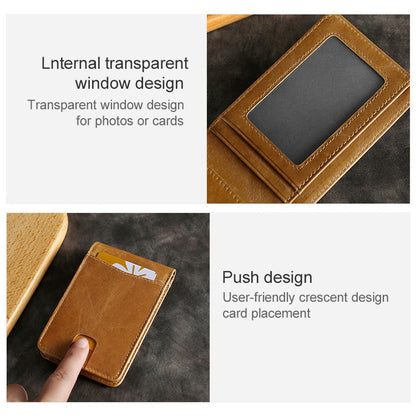 KB186 Antimagnetic RFID Mini Crazy Horse Texture Leather Billfold Card Wallet for Men and Women(Yellowish-brown) - Antimagnetic RFID Package by buy2fix | Online Shopping UK | buy2fix