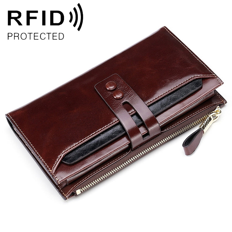 8239 Antimagnetic RFID Multi-function Leather Lady Wallet Large-capacity Purse with Detachable Card Holder(Coffee) - Antimagnetic RFID Package by buy2fix | Online Shopping UK | buy2fix