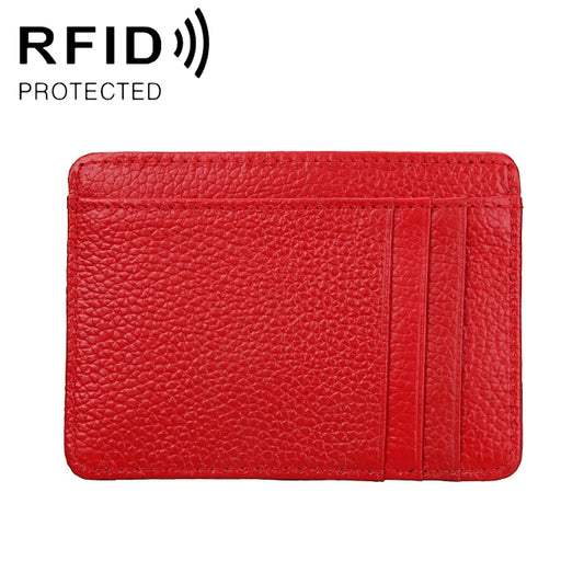 KB37 Antimagnetic RFID Litchi Texture Leather Card Holder Wallet Billfold for Men and Women (Red) - Antimagnetic RFID Package by buy2fix | Online Shopping UK | buy2fix