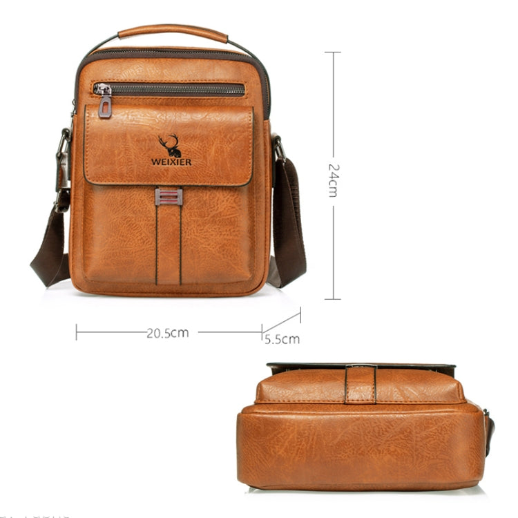 WEIXIER 8683 Large Capacity Retro PU Leather Men Business Handbag Crossbody Bag (Light Brown) - Crossbody Bags by WEIXIER | Online Shopping UK | buy2fix