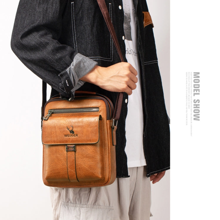 WEIXIER 8683 Large Capacity Retro PU Leather Men Business Handbag Crossbody Bag (Light Brown) - Crossbody Bags by WEIXIER | Online Shopping UK | buy2fix