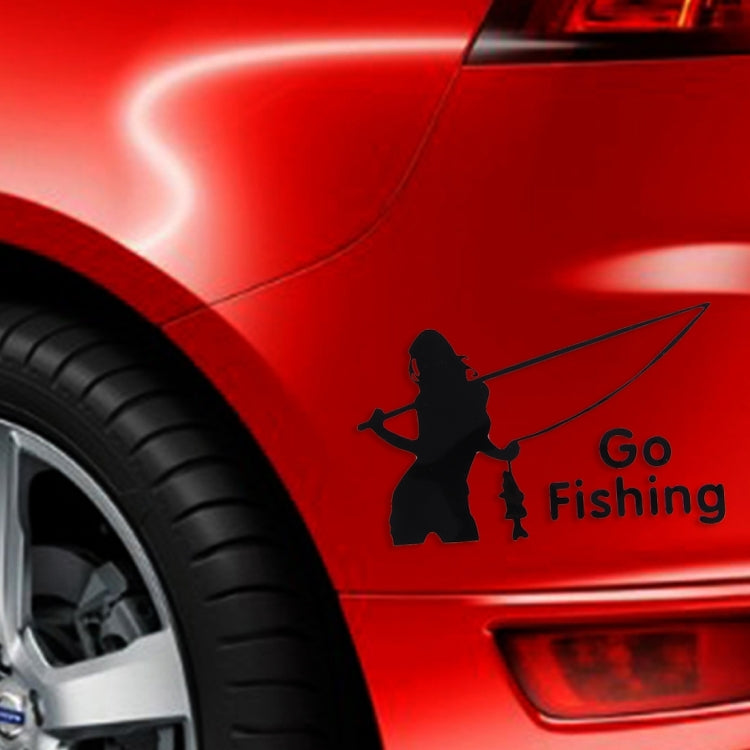 Beauty Go Fishing Styling Reflective Car Sticker, Size: 14cm x 8.5cm(Black) - Decorative Sticker by buy2fix | Online Shopping UK | buy2fix