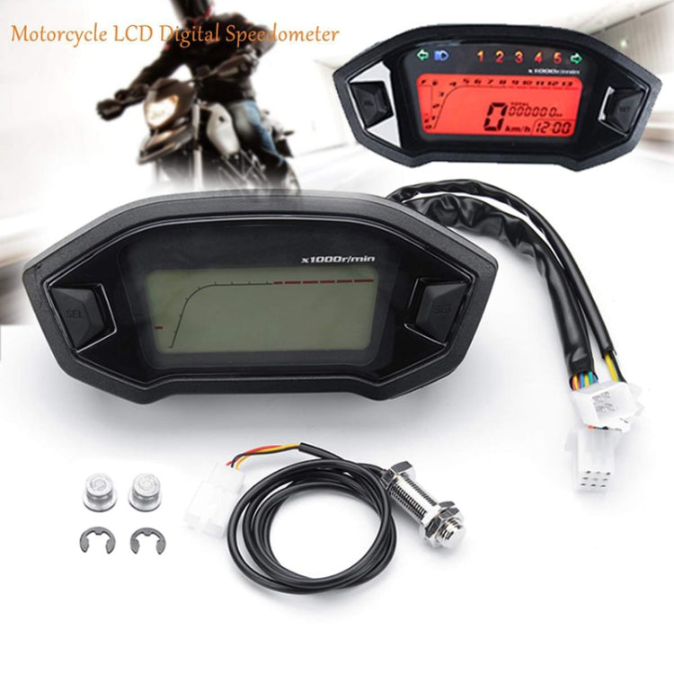 B2912 Motorcycle Modified Instrument Panel 12V LCD Display Odometer Mileage 2-4 Cylinder Speedometer - Electrical Instruments by buy2fix | Online Shopping UK | buy2fix