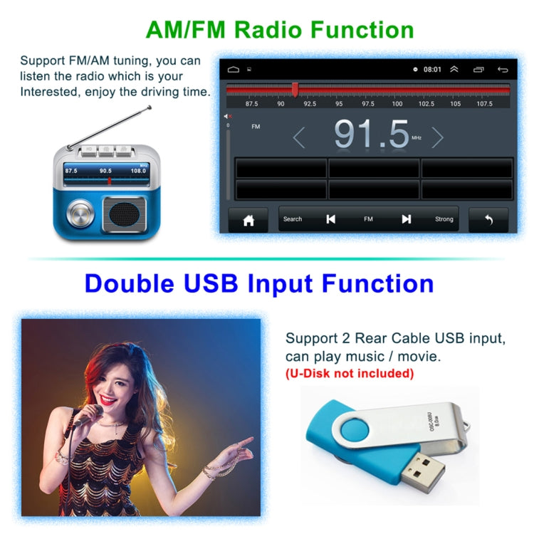 HD 9 inch Universal Car Android 8.1 Radio Receiver MP5 Player, Support FM & Bluetooth & TF Card & GPS - Car MP3 & MP4 & MP5 by buy2fix | Online Shopping UK | buy2fix