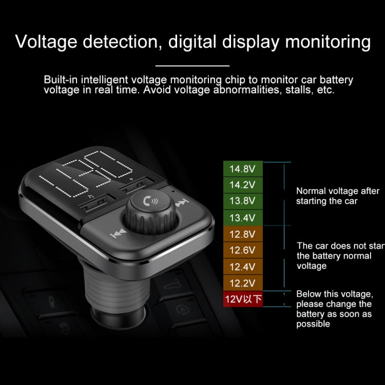 BT72 Dual USB Charging Smart Bluetooth FM Transmitter MP3 Music Player Car Kit with 1.5 inch White Display Screen, Support Bluetooth Call, TF Card & U Disk - Bluetooth Car Kits by buy2fix | Online Shopping UK | buy2fix