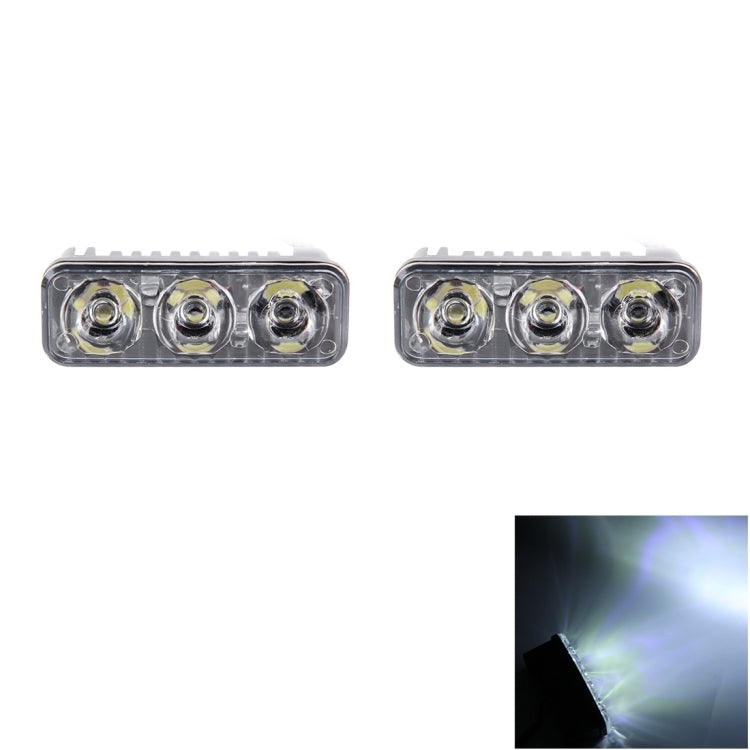 2 PCS DC 12V 6W 400 LM 6000K Tri Circular Car DRL Daytime Running White Lights Lamp, Cable Length: 50cm - Running Lights by buy2fix | Online Shopping UK | buy2fix