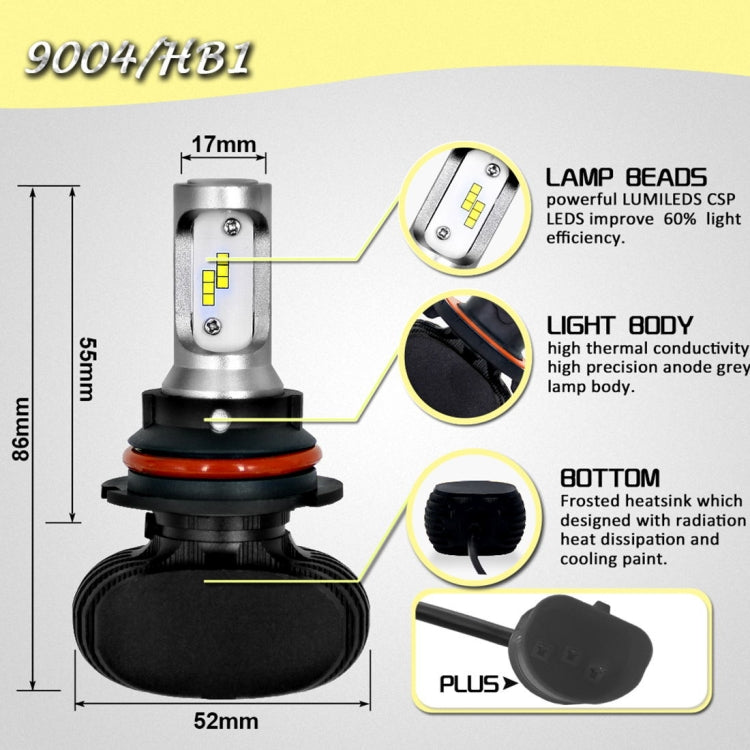 2 PCS 9004 IP65 Waterproof White Light 12 CSP LED Car Headlight Bulb,  9-36V / 18W, 6000K / 2000LM - LED Headlamps by buy2fix | Online Shopping UK | buy2fix