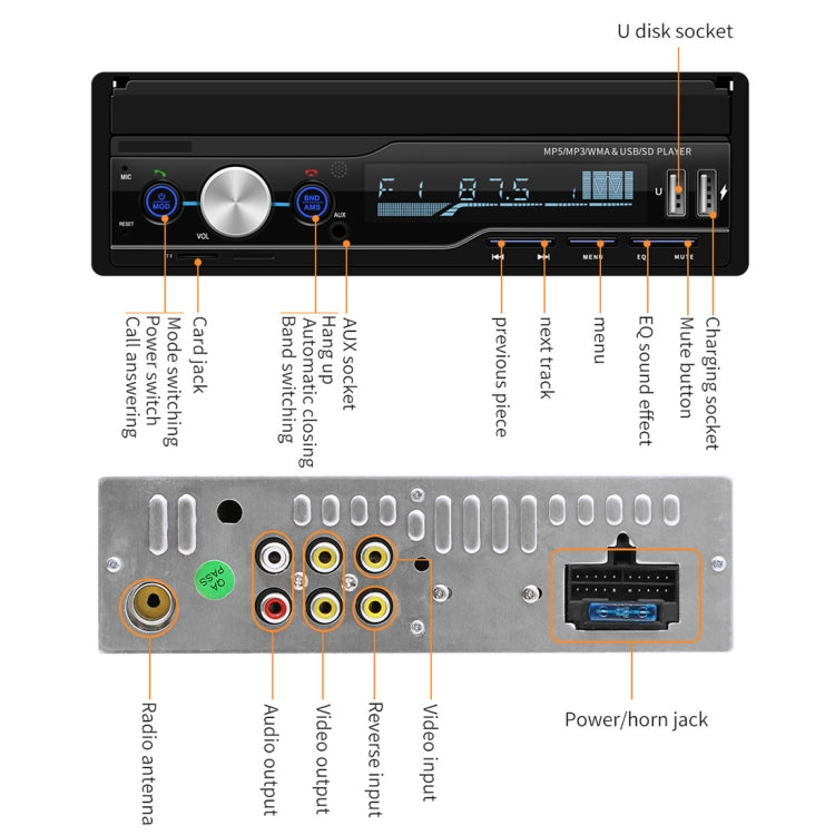 T100 7 inch HD Universal Car Radio Receiver MP5 Player, Support FM & AM & RDS & Bluetooth & Phone Link with Remote Control - Car MP3 & MP4 & MP5 by buy2fix | Online Shopping UK | buy2fix