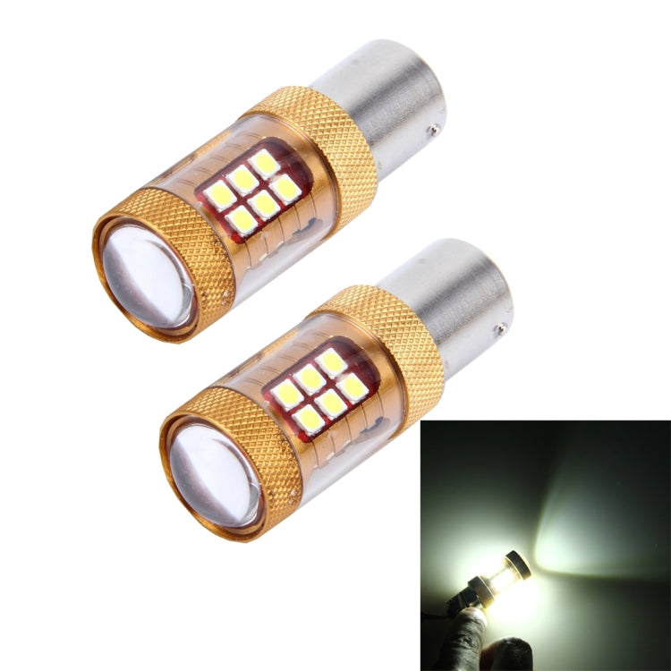 2 PCS 1156/BA15S 15W 1300LM 6500K 28 SMD-3030 LED Car Brake Lights Turn Light, DC 12V(White Light) - Brake Lights by buy2fix | Online Shopping UK | buy2fix