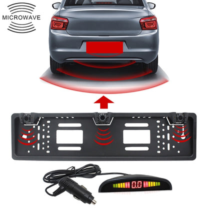 PZ300L-W Wireless Europe Car License Plate Frame Parking Sensors Reversing Radar with 3 Radar Detector - In Car by buy2fix | Online Shopping UK | buy2fix