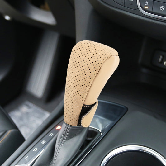 Universal Nonslip Breathable Genuine Leather Car Gear Shift Knob Cover(Beige) - Shift Knob by buy2fix | Online Shopping UK | buy2fix