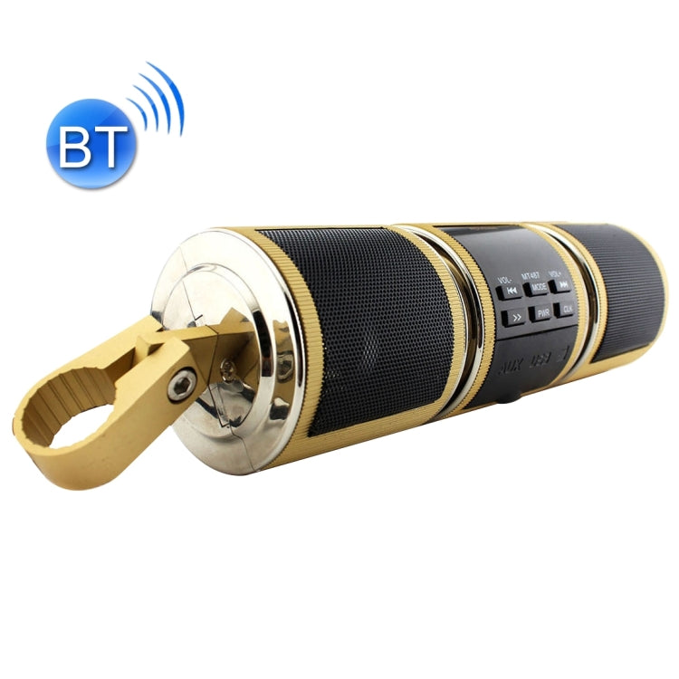 Motorcycle Waterproof Aluminum Shell Bluetooth Handle Stereo Speaker, Support BT/MP3/FM/TF(Gold) - Electrical Instruments by buy2fix | Online Shopping UK | buy2fix