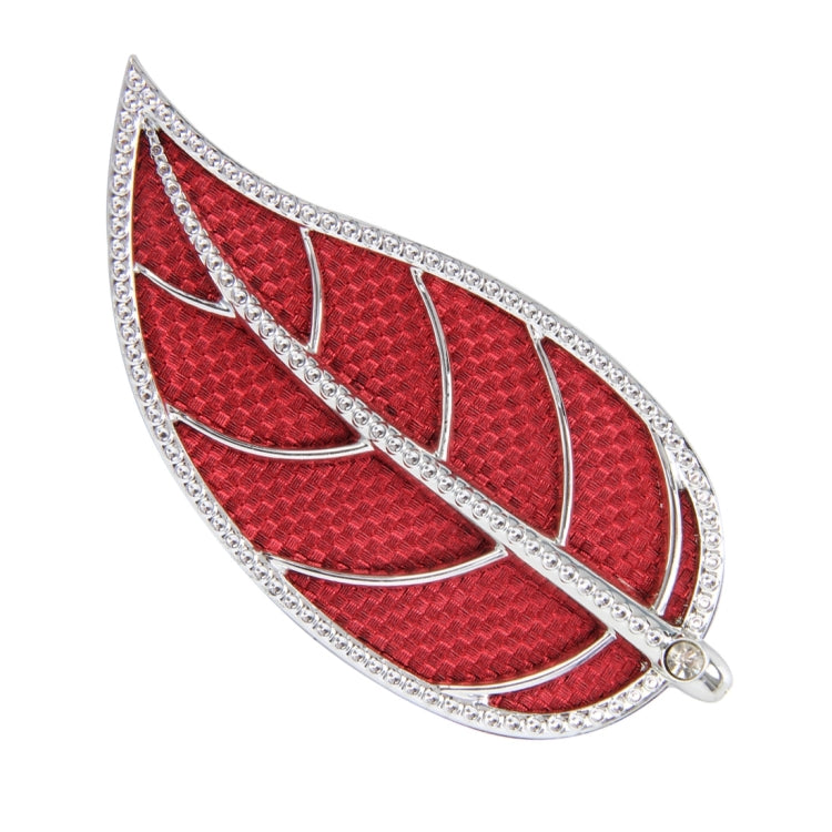 2 PCS Leaf Shape Car Plastic Decorative Sticker, Size: 12.0 x 6.0cm(Silver + Red) - Decorative Sticker by buy2fix | Online Shopping UK | buy2fix