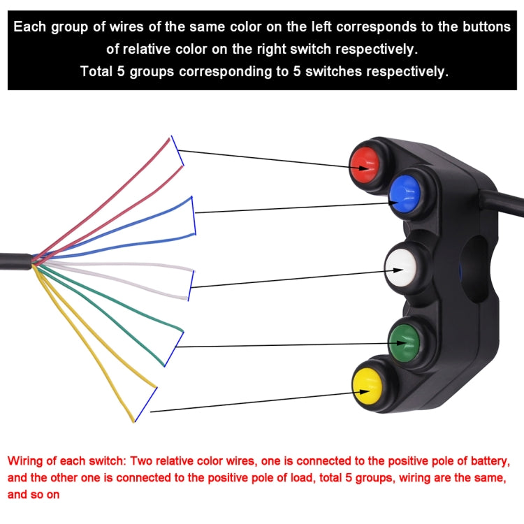 Motorcycle Headlight Auxiliary Light Horn Switches Aluminum Alloy Five-position Faucet Switches with Light - Electrical System by buy2fix | Online Shopping UK | buy2fix