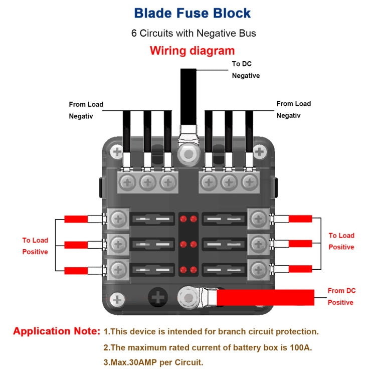 Independent Positive and Negative 1 in 6 Out 6 Way Circuit Blade Fuse Box Fuse Holder Kits with LED Warning Indicator for Auto Car Truck Boat - In Car by buy2fix | Online Shopping UK | buy2fix