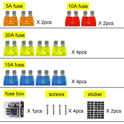 Independent Positive and Negative 1 in 6 Out 6 Way Circuit Blade Fuse Box Fuse Holder Kits with LED Warning Indicator for Auto Car Truck Boat - In Car by buy2fix | Online Shopping UK | buy2fix