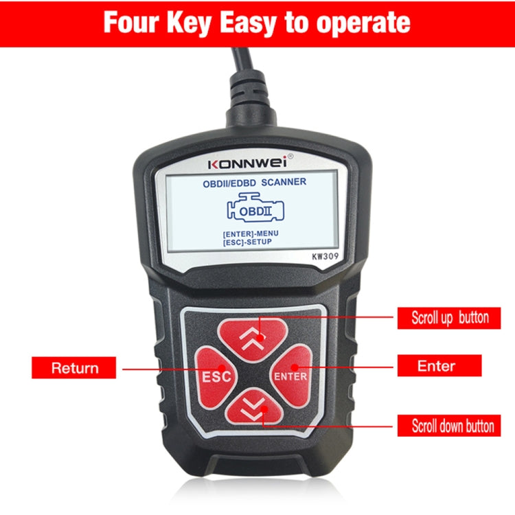 KONNWEI KW309 V309 V310 MS309 Code Reader OBD2 Scanner Diagnostic Tool(Black) - In Car by KONNWEI | Online Shopping UK | buy2fix