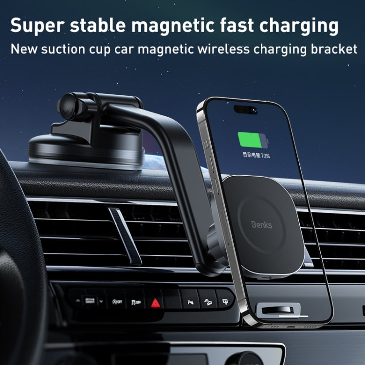 Benks CZ02 Pro 15W Magnetic Wireless Car Charger Phone Holder(Black) - In Car by Benks | Online Shopping UK | buy2fix