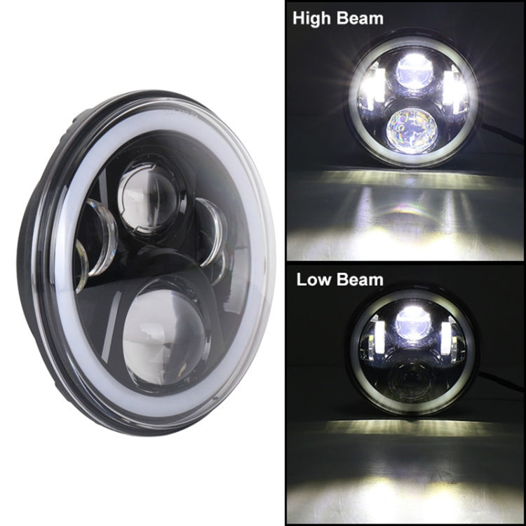 2 PCS 7 inch DC12V 6000K-6500K 50W Car LED Headlight Lamp Beads for Jeep Wrangler / Harley, Support APP + Bluetooth Control(Black) - Work Lights by buy2fix | Online Shopping UK | buy2fix