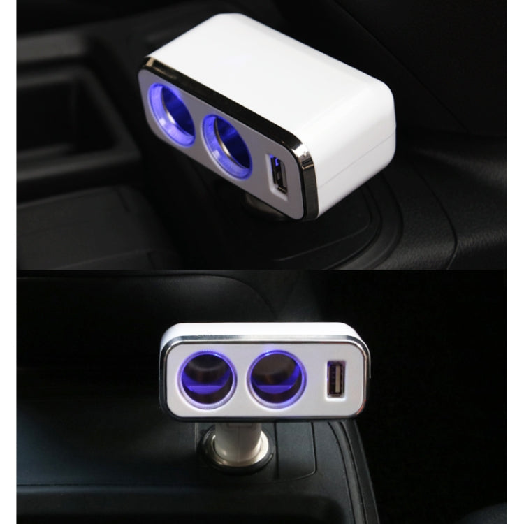 SHUNWEI SD-1909 80W 0.8A Car 2 in 1 USB Charger 90 Degree Free Rotation Cigarette Lighter (White) -  by SHUNWEI | Online Shopping UK | buy2fix