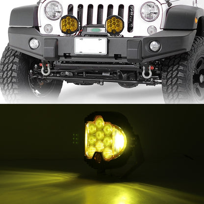 OL-1950Y 7 inch DC12V-30V 8000LM 6500K 90W Car LED Light on Three Sides Headlight for Jeep Wrangler (Gold Light) - In Car by buy2fix | Online Shopping UK | buy2fix