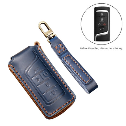 Hallmo Car Cowhide Leather Key Protective Cover Key Case for Trumpchi GS4 2021 B Style(Blue) - Car Key Cases by Hallmo | Online Shopping UK | buy2fix