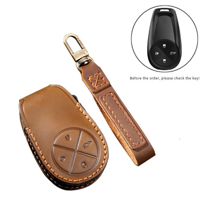 Hallmo Car Cowhide Leather Key Protective Cover Key Case for NIO ES6 / ES8(Brown) -  by Hallmo | Online Shopping UK | buy2fix