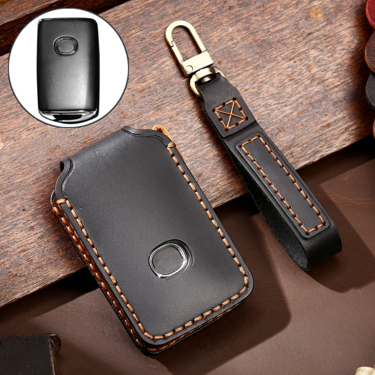 Hallmo Car Cowhide Leather Key Protective Cover Key Case for New Mazda Axela(Black) - Car Key Cases by Hallmo | Online Shopping UK | buy2fix