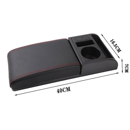 Car Multi-functional Dual USB Armrest Box Booster Pad, Microfiber Leather Straight Type (Black Red) - In Car by buy2fix | Online Shopping UK | buy2fix