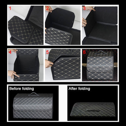 Car Trunk Foldable Storage Box, Checkered Large Size: 54 x 32 x 30cm (Beige) - In Car by buy2fix | Online Shopping UK | buy2fix