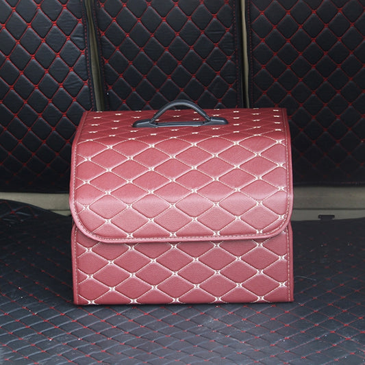 Car Trunk Foldable Storage Box, Rhombic Grid Middle Size: 40 x 32 x 30cm (Wine Red) - In Car by buy2fix | Online Shopping UK | buy2fix