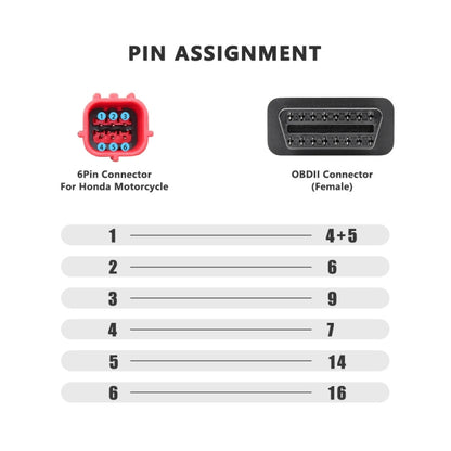 16Pin to 6Pin Motorcycles OBD2 Conversion Cable OBDII Diagnostic Adapter Cable for Honda - In Car by buy2fix | Online Shopping UK | buy2fix