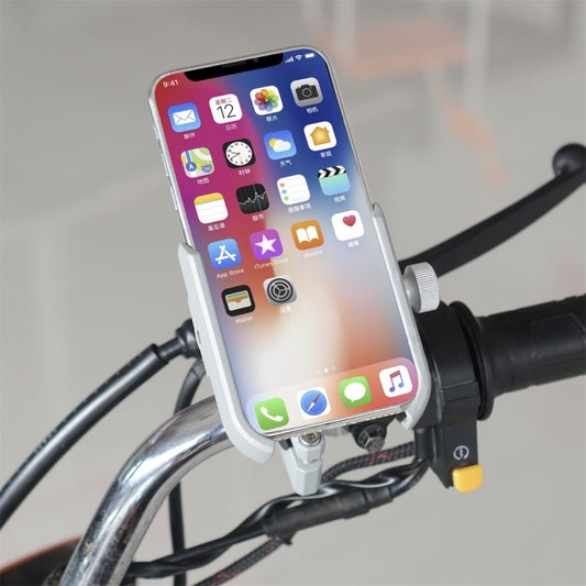 Motorcycle Aluminium Alloy Pressure Casting Mobile Phone Holder Bracket, Handlebar Version(Silver) -  by buy2fix | Online Shopping UK | buy2fix