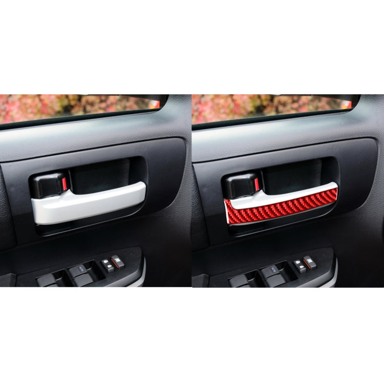 4 PCS / Set Carbon Fiber Car Inner Handle Decorative Sticker for Toyota Tundra 2014-2018,Left and Right Drive Universal(Red) - In Car by buy2fix | Online Shopping UK | buy2fix