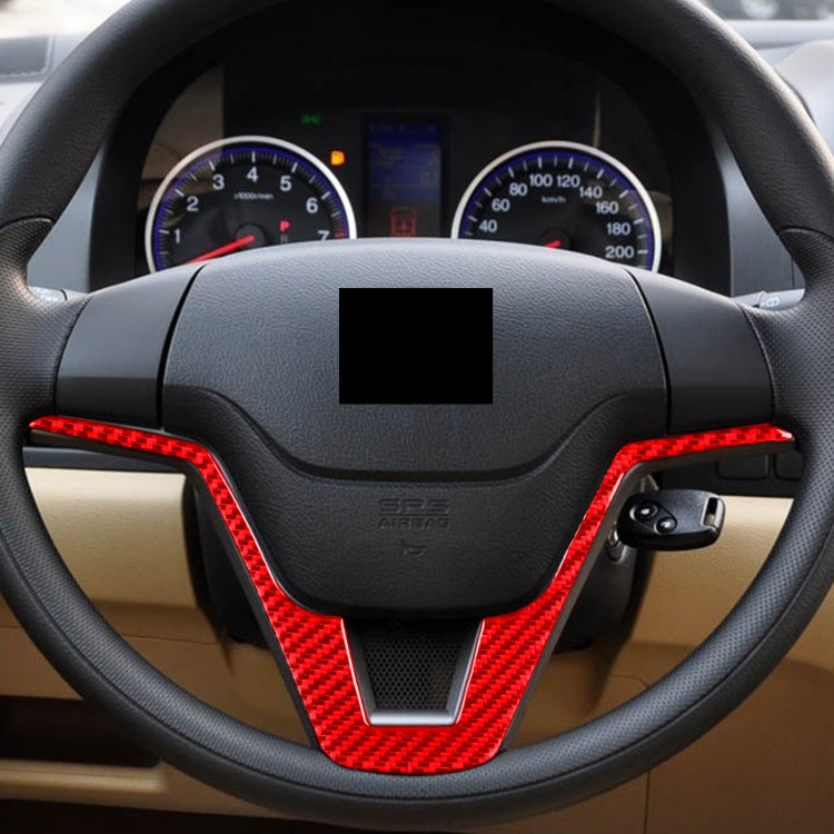 For Honda CRV 2007-2011 Carbon Fiber Car Steering Wheel Decorative Sticker, Left Drive (Red) - In Car by buy2fix | Online Shopping UK | buy2fix